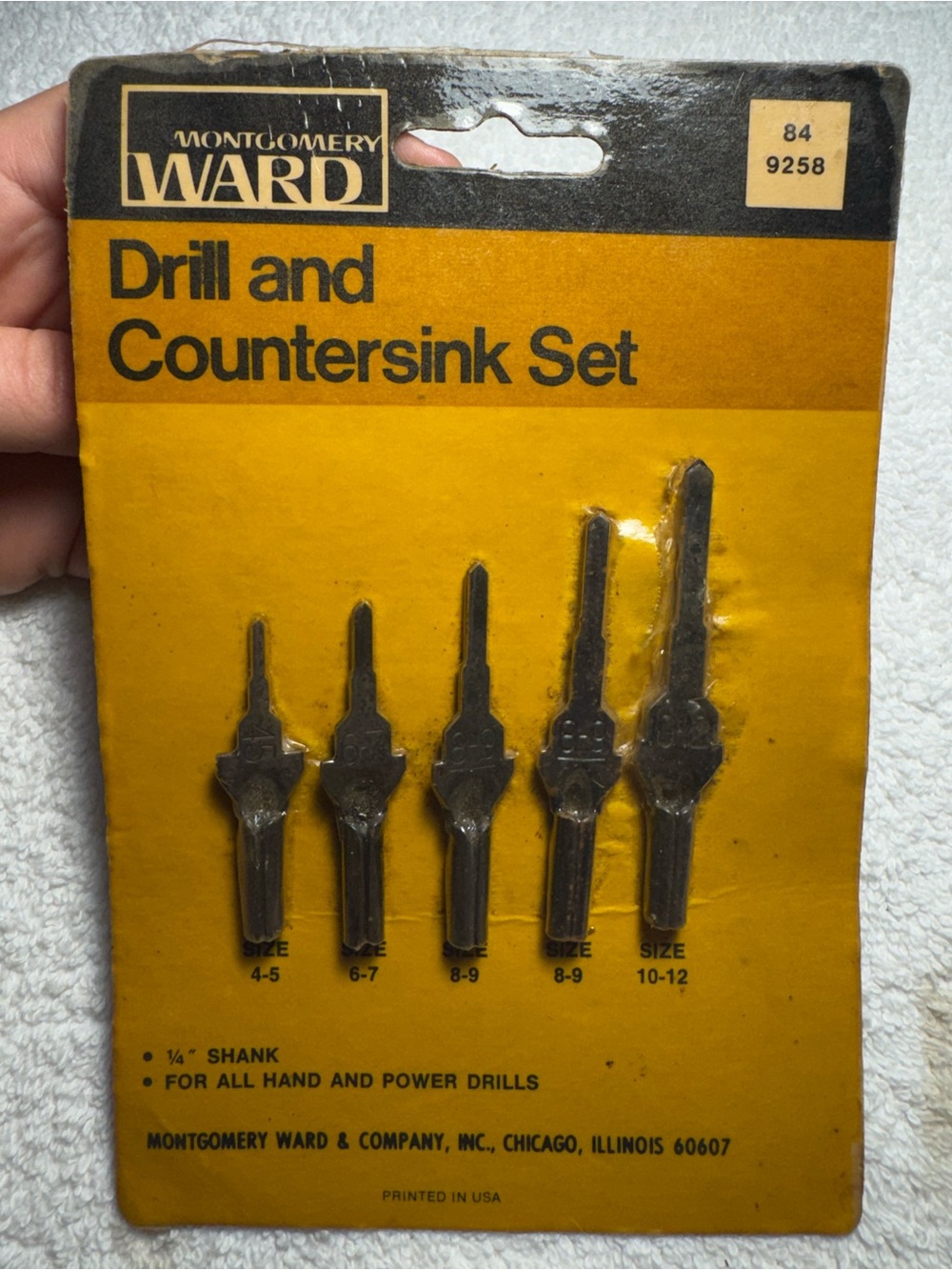 Montgomery Ward VTG Drill And Countersink Set NOS NIP 1/4" Shank For All Drills